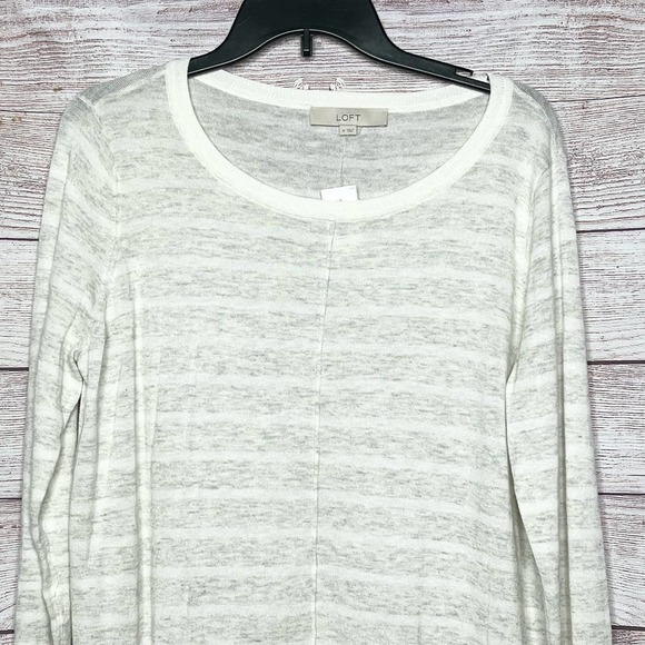 Loft Women's Long Sleeve Striped Wool Blend Cozy Tunic Sweater Top New Size M - Picture 6 of 6